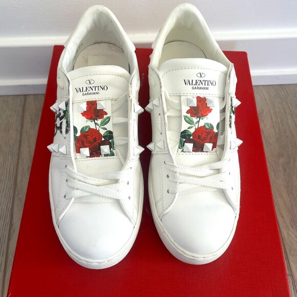 Valentino x UNDERCOVER Jun Takahashi  Rose Print Rockstud Sneaker - Picture 1 of 4